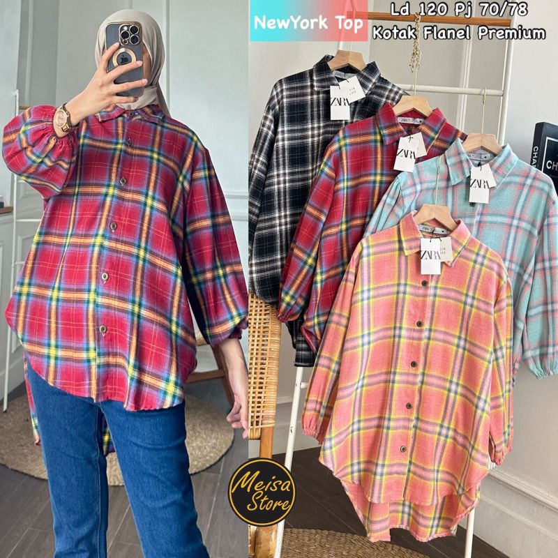 NEW YORK TOP BLOUSE ORI MEISA | Ld120 Flanel Premium