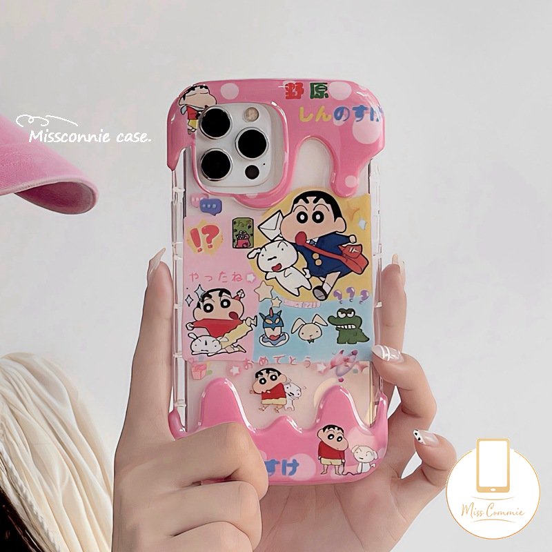 Casing Ponsel Crayon Shin-chan Kartun Lucu Kompatibel Untuk IPhone 7Plus 11 14 13 12 Pro Max XR 78 Plus X XS Max Shockproof Creative Candy 3D Ice Cream Soft Tpu Cover