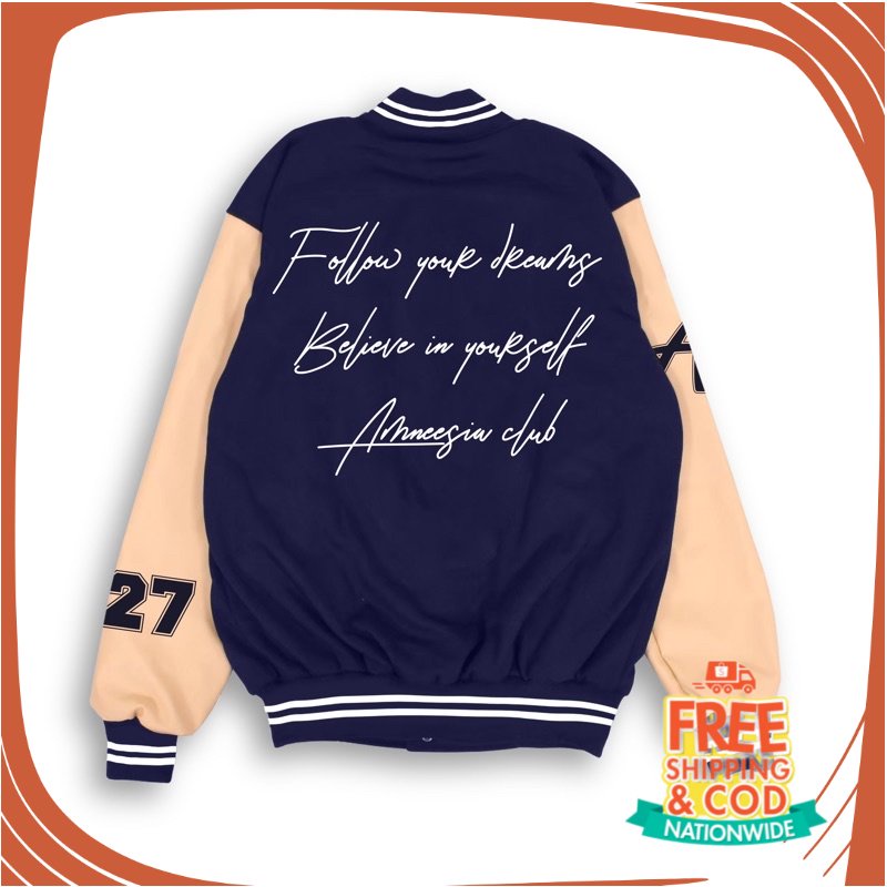 JAKET PERGI CAFE TREVELING KONSER/ (NEW ARTICLE) AMNEESIA Varsity Jacket Jaket Varsity Vintage Pria 