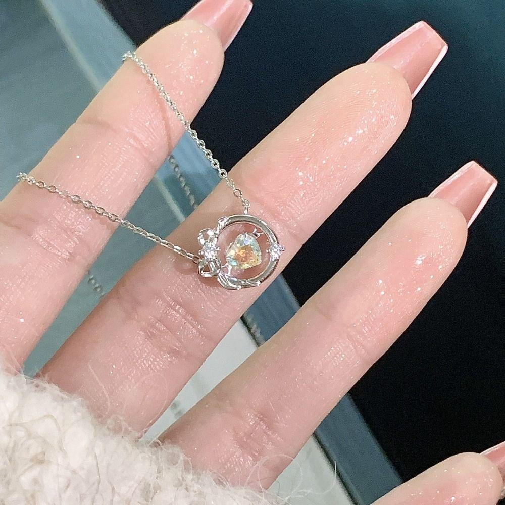 Mxbeauty Wanita Kalung Hadiah Pesta Kepribadian Hipster Y2K Berongga Keluar Manis Klasik Harajuku Ikatan Simpul Kristal Choker