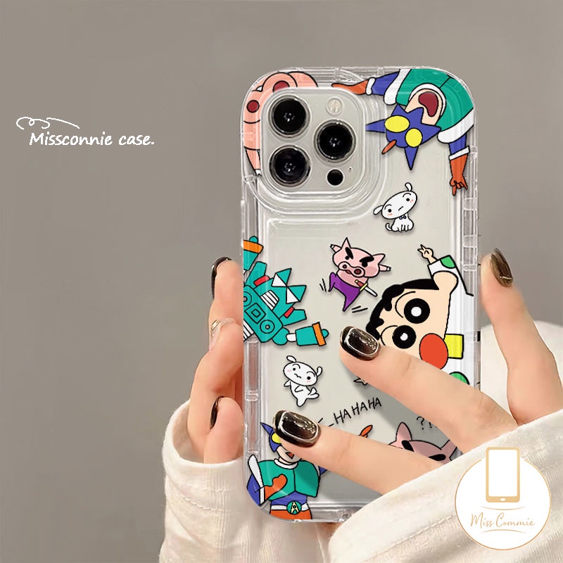 Untuk Realme C55 C53 C35 C15 C25 C20 9i 6i 5i 5s 5 7i C25s C12 C21Y C33 C1 C25Y C30 C30S C17 C3 C2 C1 Ins Korea Graffiti Kartun Pasangan Lucu Cute Crayon Shin-chan Airbag Soft Cover