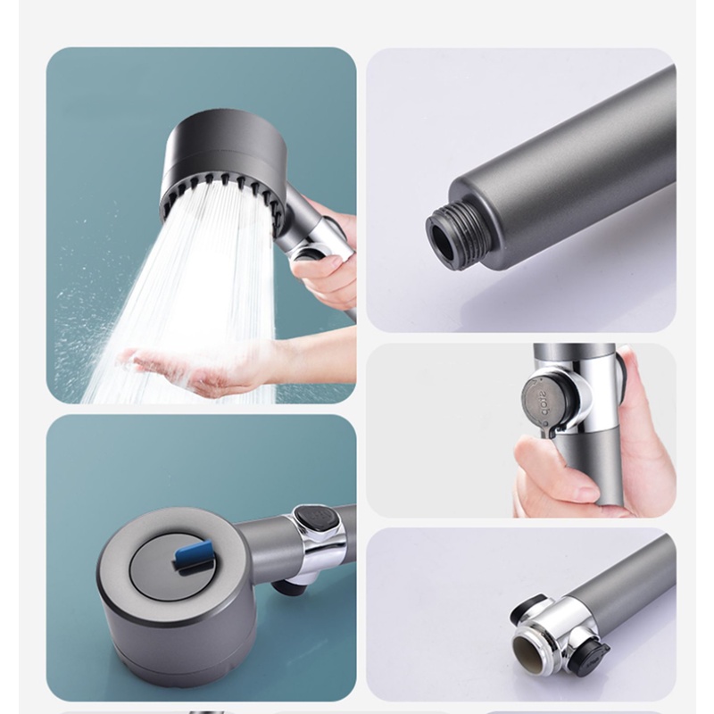 【COD】3 Mode Kepala Shower Hitam/Shower Head High Pressure/3-Mode Hand Shower Tekanan Tinggi/Kepala Shower Kamar Mandi