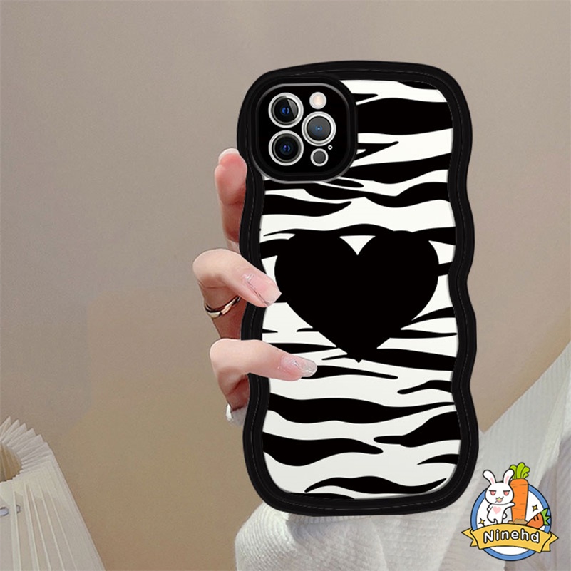 Xiaomi Redmi 12C A1 10C 10A 10 9 9A 9C 9T Note 12 11 11s 10 10s 9 9s 8 Pro Mi 11 Lite Mi 11T Pro 10T Pro Poco F3 X3 Pro Wavy Edge Hitam Putih Motif Zebra Shockproof Casing Hp