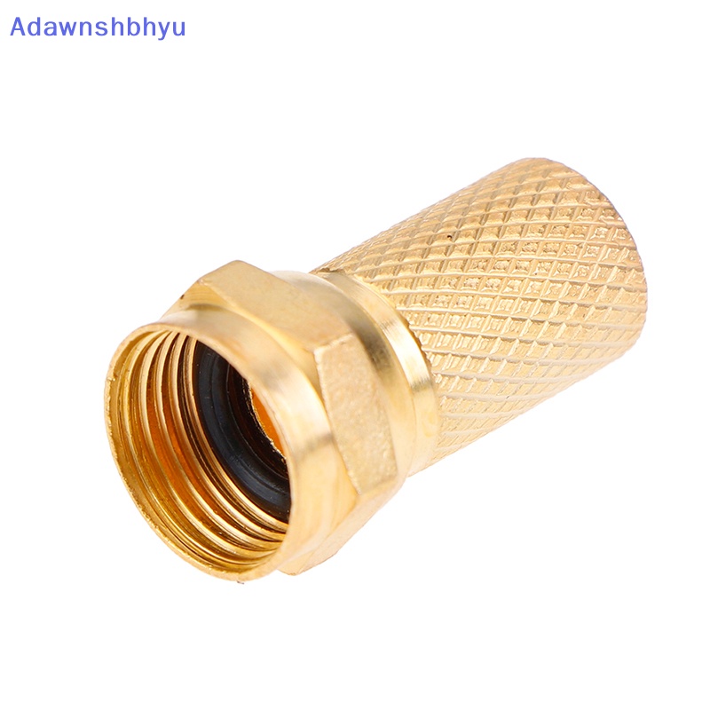 Adhyu 10Pcs Colokan Konektor Kabel Coaxial Tipe Twist on RG6 F Brass Connector Copper ID