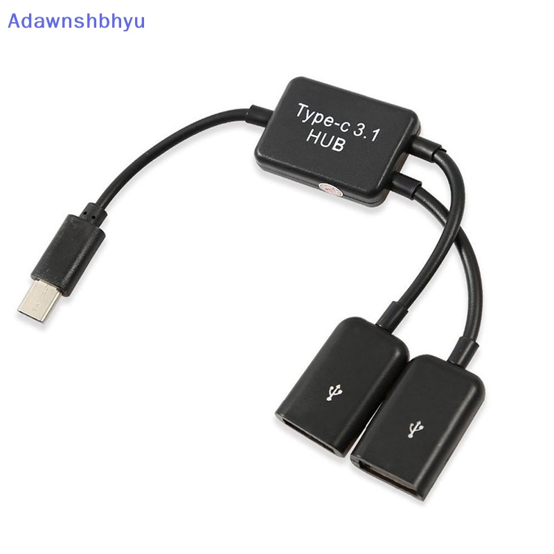 Adhyu Micro USB/Type C to 2kabel OTG Dual Port HUB Y Splitter Untuk tablet PC Android Adapter Converter ID