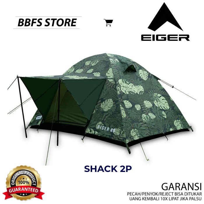 EIGER ORIGINAL SHACK 2P TENT GREEN TENDA KEMPING OUTDOOR ADVENTURE