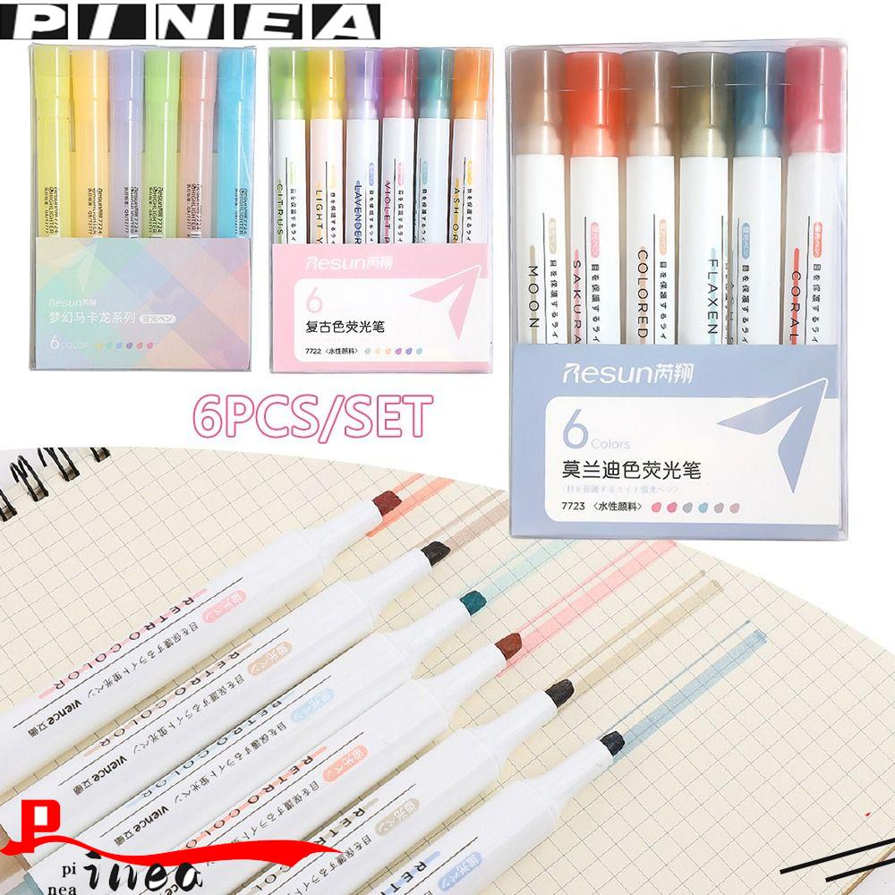 Nanas 6PCS /Set Stabilo Pen Set Warna Permen Perlengkapan Kantor Sekolah Graffiti Alat Tulis Morandi Color Pen