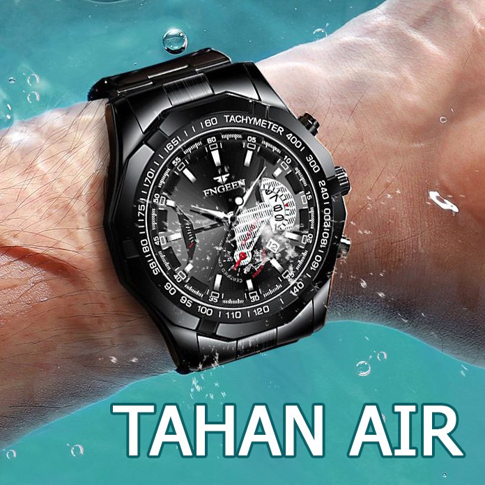 PROMO!!! Jam Tangan Pria VAVAVOOM FNGEEN S001 Original Luxury Full Steel Sport Quartz Business Waterproof Casual Watch