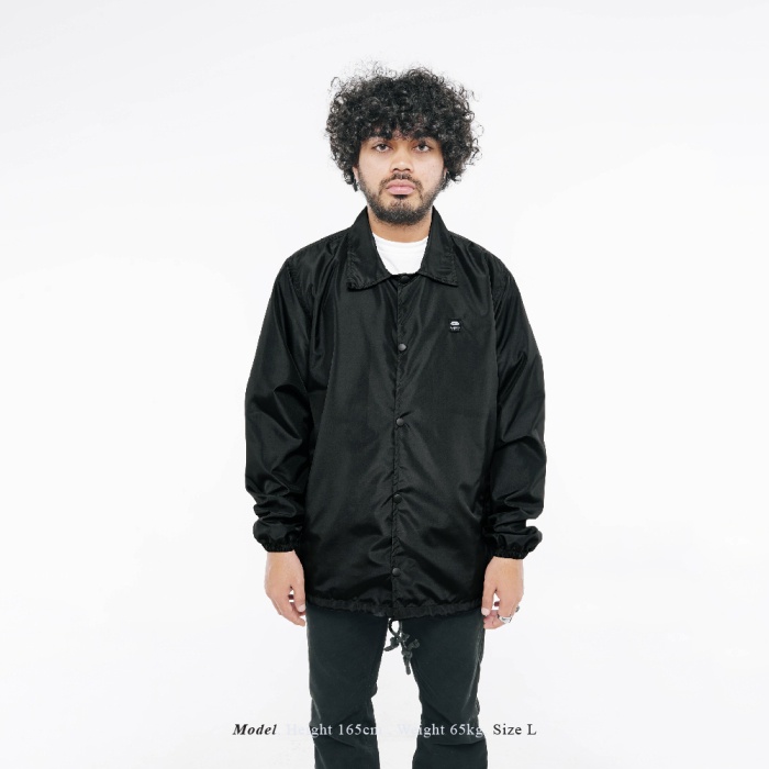 UNKL347 Jaket Pria Windbreak Hitam Sablon Simpel IOSS