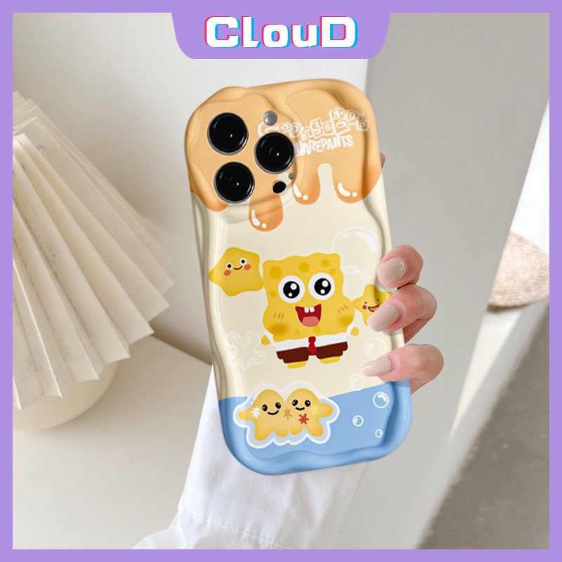 Casing Tepi Melengkung Bergelombang 3D Untuk Redmi 9T A1 A2 10A 9C NFC 9A 9C 9 10C 10 Note 12 11 10 10s 10Pro 10 Pro Max Plus 11s POCO M3 Kartun Lembut Lucu Ice Cream SpongeBob Patrick Soft Cover