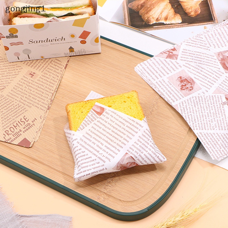 Ggg 100pcs Paket Kue Food Pack Greaseproof Paper Bag Sandwich Donut Pembungkus Roti Hamburger Kantong Kertas Aksesori Dapur Baking ID