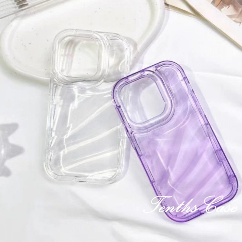 Kompatibel Untuk IPhone14 13 12 11 Pro Max8 7 6 6s Plus X Xr Xs Max SE 2020water Ripple Tebal Edge Cover Terang Ungu Dan Bening Casing Ponsel