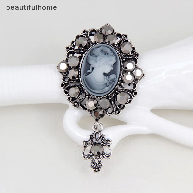 {beautifulhome} Hot Cameo Victorian Style crystal Pesta Pernikahan Wanita Liontin Bros Pin.