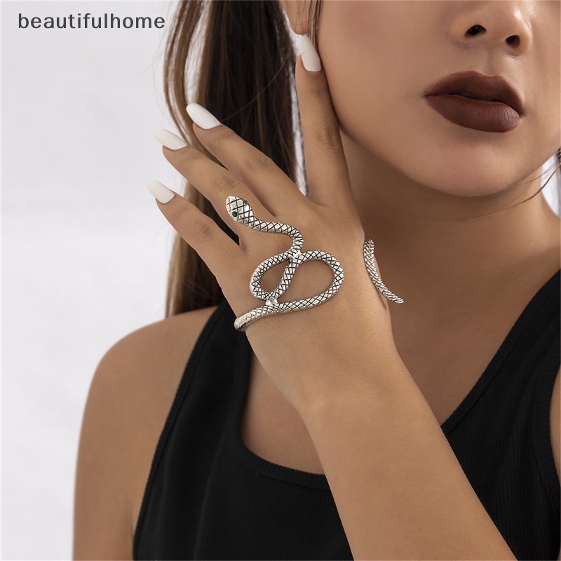 {beautifulhome} Punk Snake Cuff Gelang Pria Wanita Bohemian Fashion Perhiasan Sederhana Bangle Terbuka.