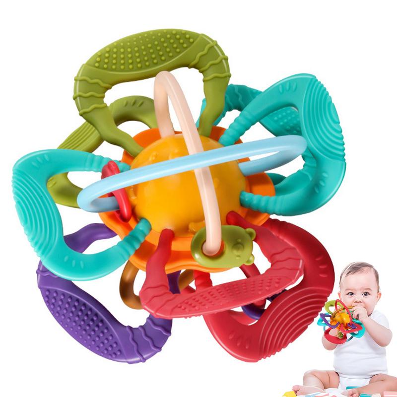 New Baby Hand Grasping Ball Baby Ringing Bell Gum Mainan Bisa Gigit Bayi Silicone Grip Training Toy