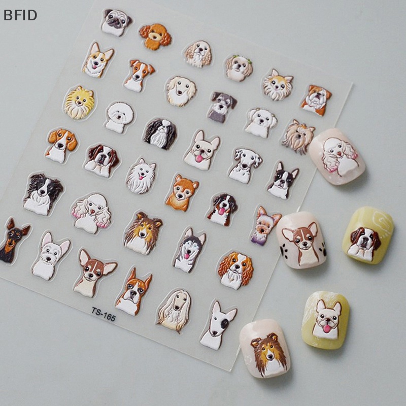 [BFID] Stiker Nail Art 5D Timbul, Stiker Kuku Anjing Puppy Untuk Pecinta Anjing &amp; Kucing [ID]