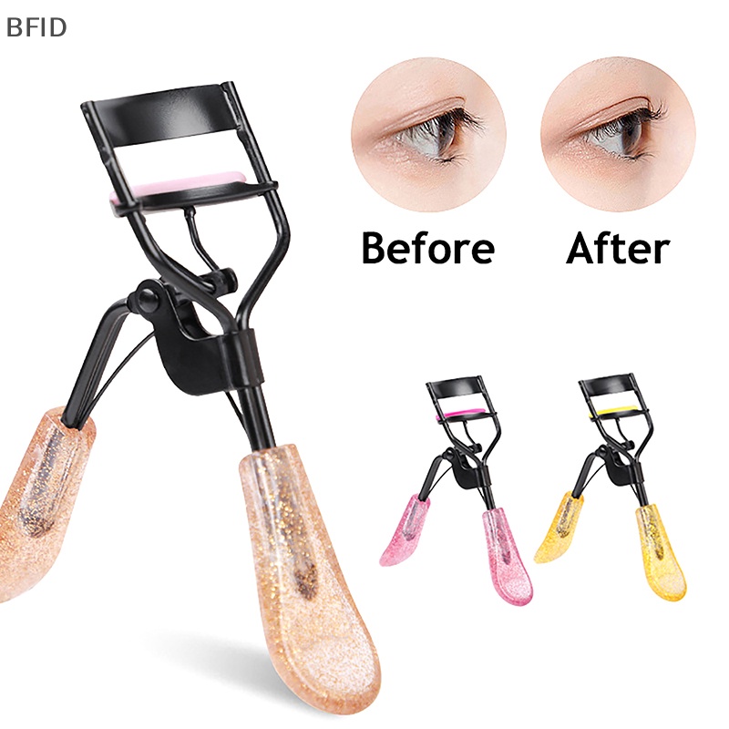 [BFID] Penjepit Bulu Mata Curling Eyelash Clip Kosmetik Alat Kecantikan Tahan Lama Baja Karbon Silikon Refill Pads Lock Gift Glitter Handle [ID]