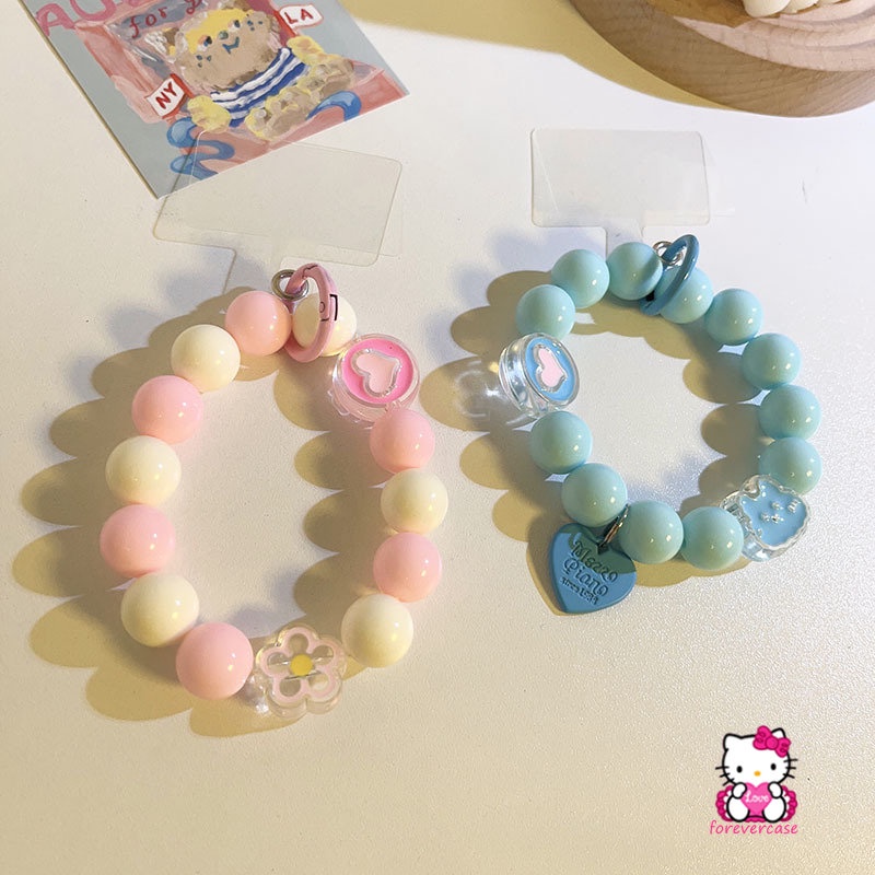 IPHONE Gelang Tangan Akrilik Gadis Korea Gantung Universal Gelang Untuk Iphone14 13 12 11 Pro Max MiNi Lucu Warna-Warni Manik Bulat Telepon Rantai