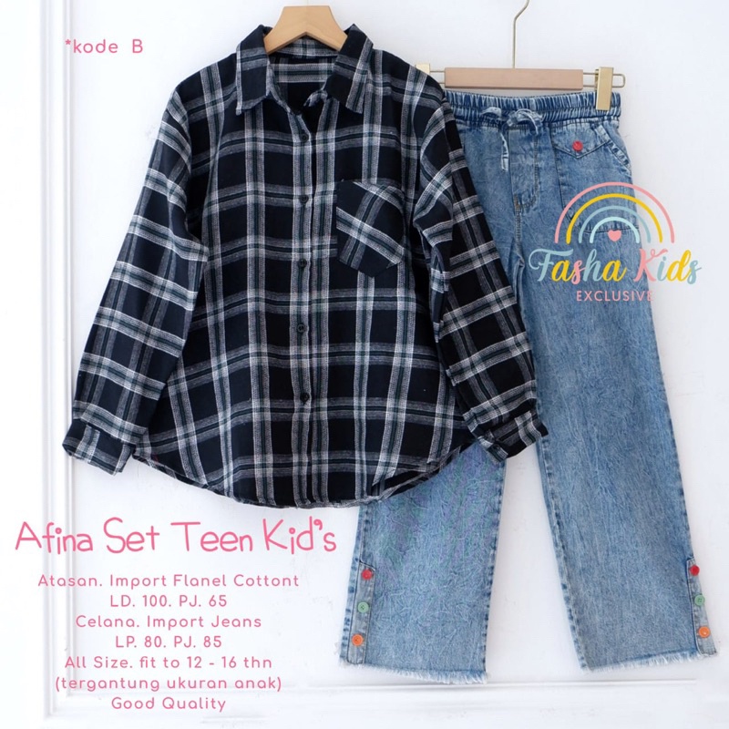 AFINA SET TEEN KIDS (12-16th) ORI FASHA KIDS | Setelan Anak Perempuan