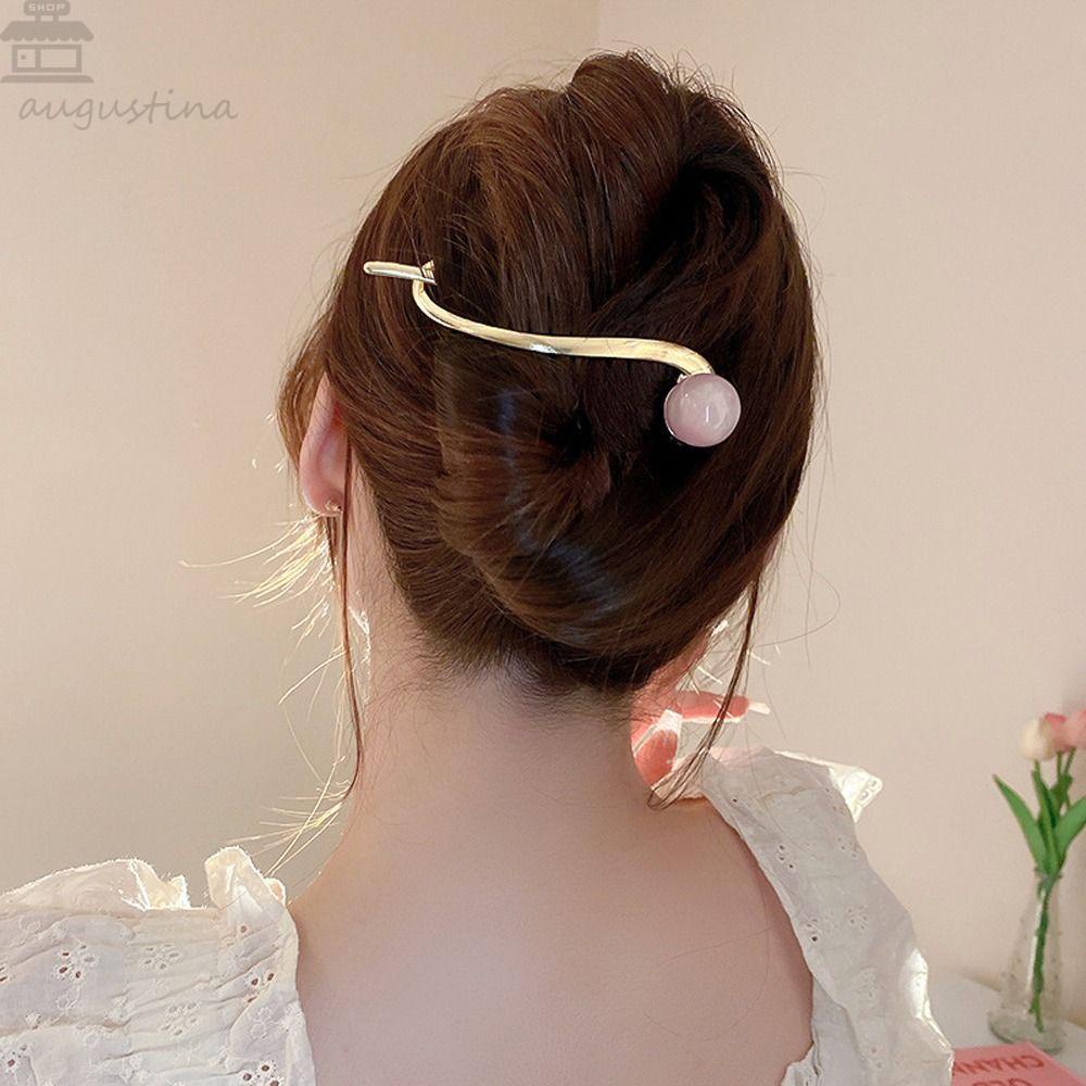 Agustina Klip Rambut Elegan Lucu Untuk Anak Perempuan Manik-Manik Mutiara Ponytail Holder Cross Jepit Rambut Besar Jepitan Korea Hair Claw