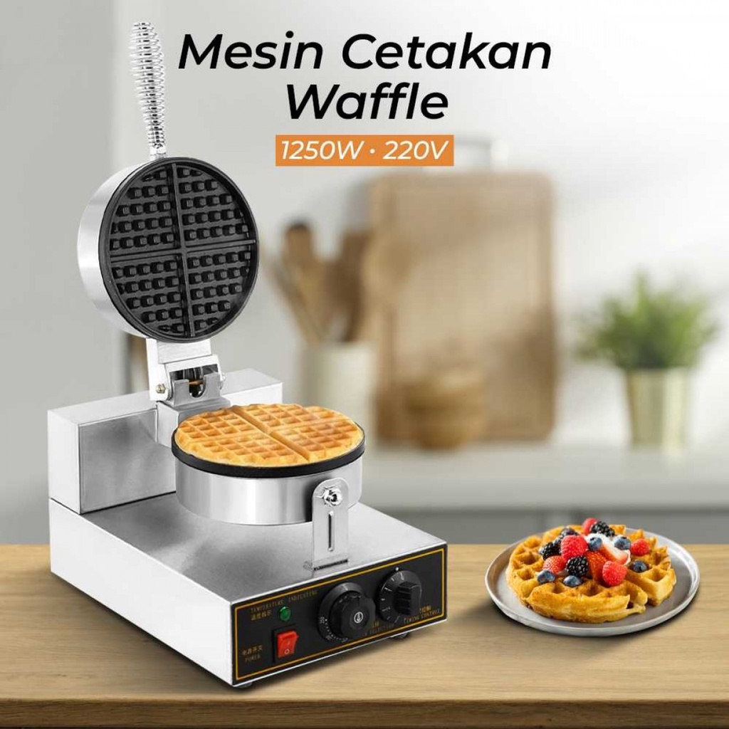 Mesin Cetakan Waffle Maker Single Head Double Sides 18CM 1250W 220V