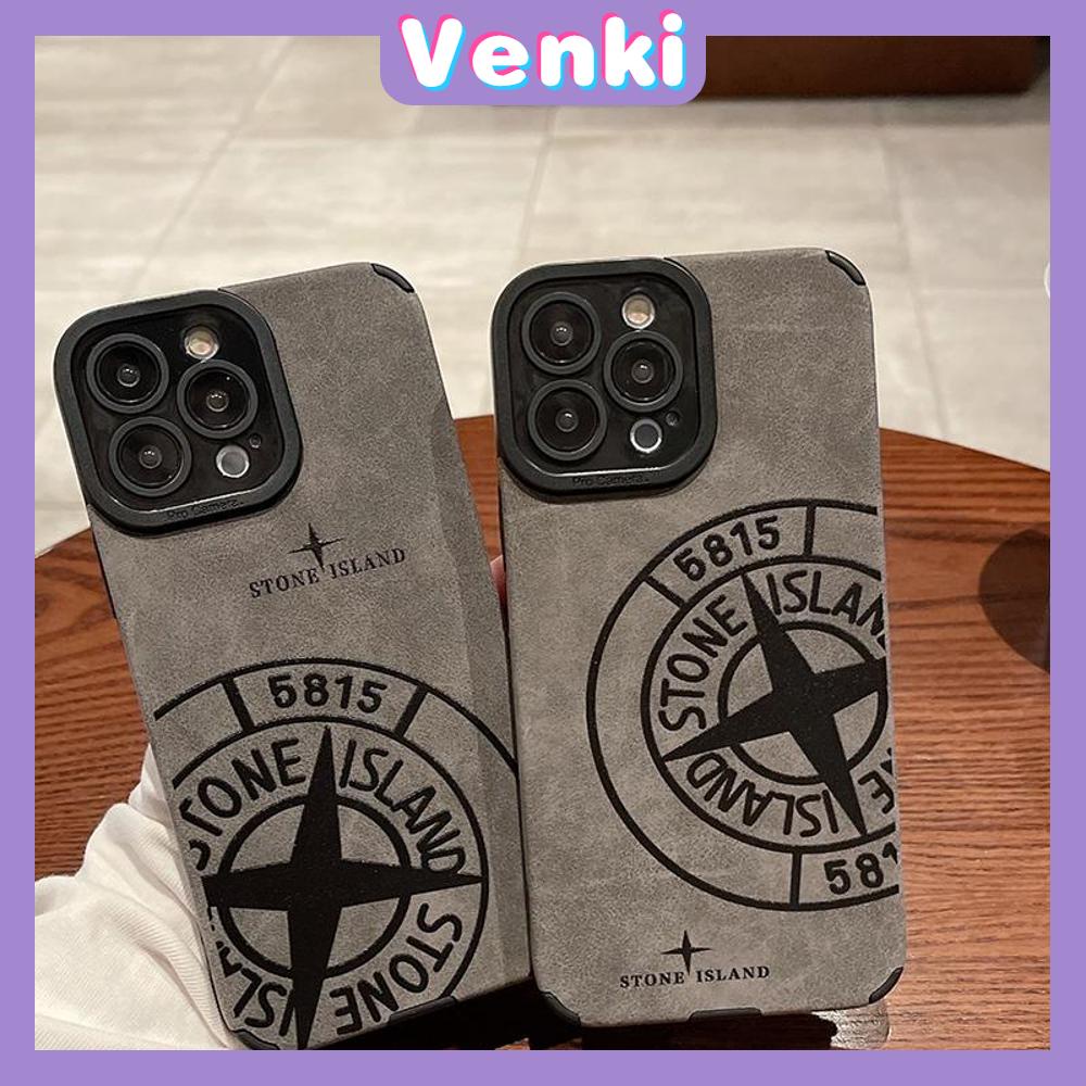 VENKI - Untuk iPhone 11 Case Leather Pupil Suede Case Soft Shockproof Phone Case Camera Protection Simple Stone Island Kompatibel dengan iPhone 14 13 Pro max 12 Pro max xr xs 7 8Plus