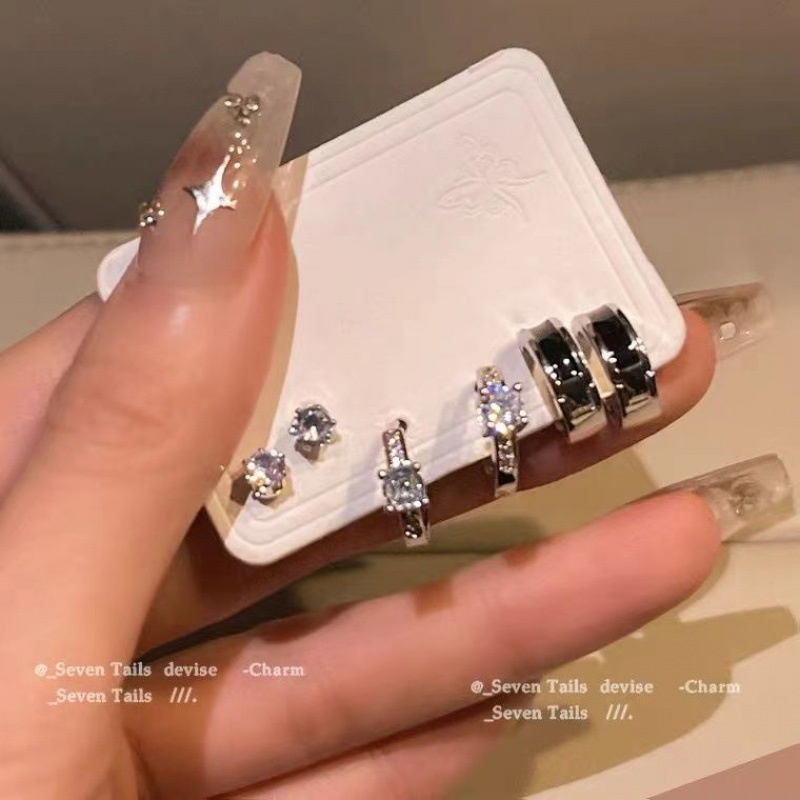 Ay(cn) Y2K Hati Kupu-Kupu Bintang Stud Anting Set Zirkon Kristal Emas Perak Drop Earrings Untuk Wanita Perhiasan Aksesoris