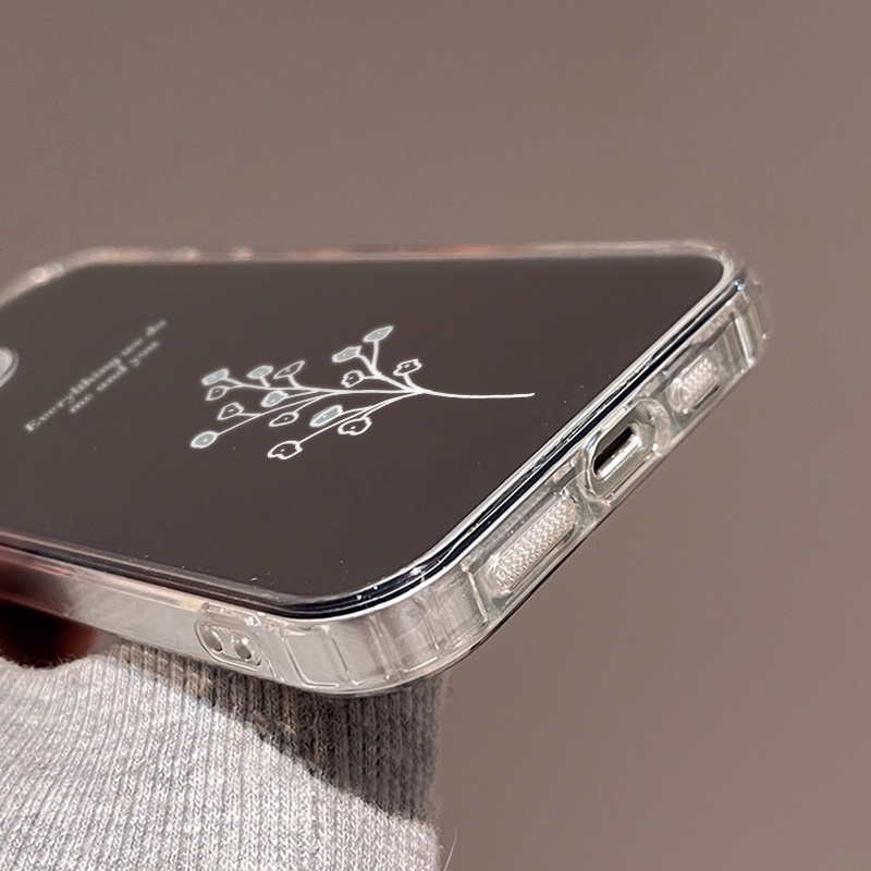 IPHONE Casing Ponsel Cermin Pohon Kecil Kompatibel Untuk Iphone11 12 13 14 12Pro 13Pro 14Pro Pro Max XR X XS Max Electroplating Tombol Perlindungan Mirror Cover