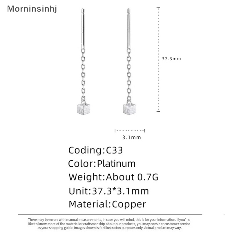 Mornin Gaya Sederhana Rantai Kotak Rumbai Drop Anting Untuk Wanita Panjang Menjuntai Earring Line Aksesoris Tipis Mini Perhiasan Telinga Trendi id