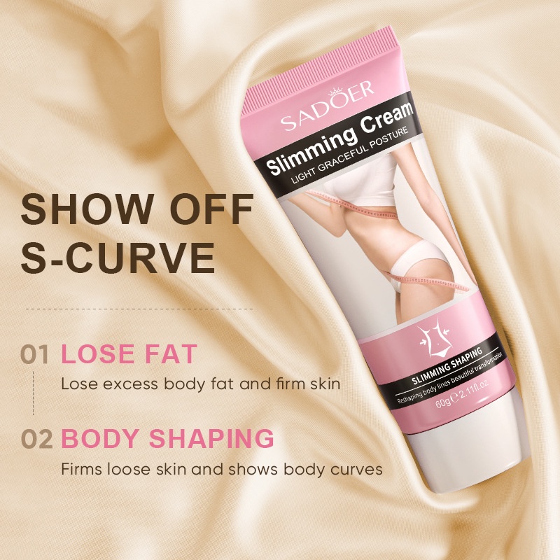 SADOER Krim Pembakar Krim Pelangsing Penurun Berat Badan Pembakar Lemak Slimming Cream Body Slimming Gel Melembabkan 60 gr