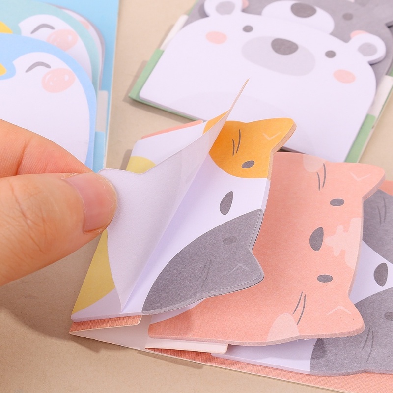 [Harga Grosir]45 Lembar Kartun Hewan Berbentuk Sticky Notes /Kawaii Penguin Beruang Kucing Memo Pads/Siswa Self-adhesive Planner Notepad Stiker/Perlengkapan Alat Tulis Kantor Sekolah