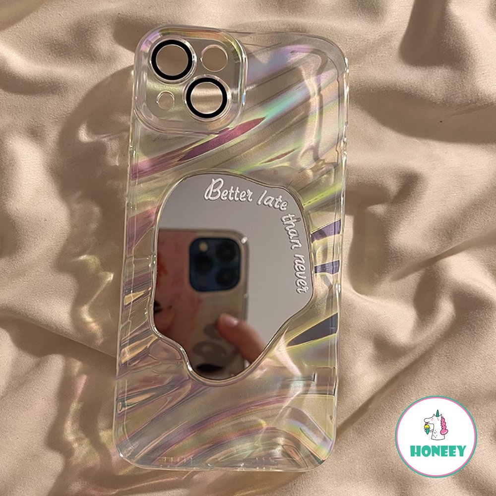 Casing Ponsel Cermin Rias Laser Motif Gelombang Sederhana Kompatibel Untuk iPhone 14 Pro Max13 12 promax Case Iphone11Jelas Shockproof Back Cover