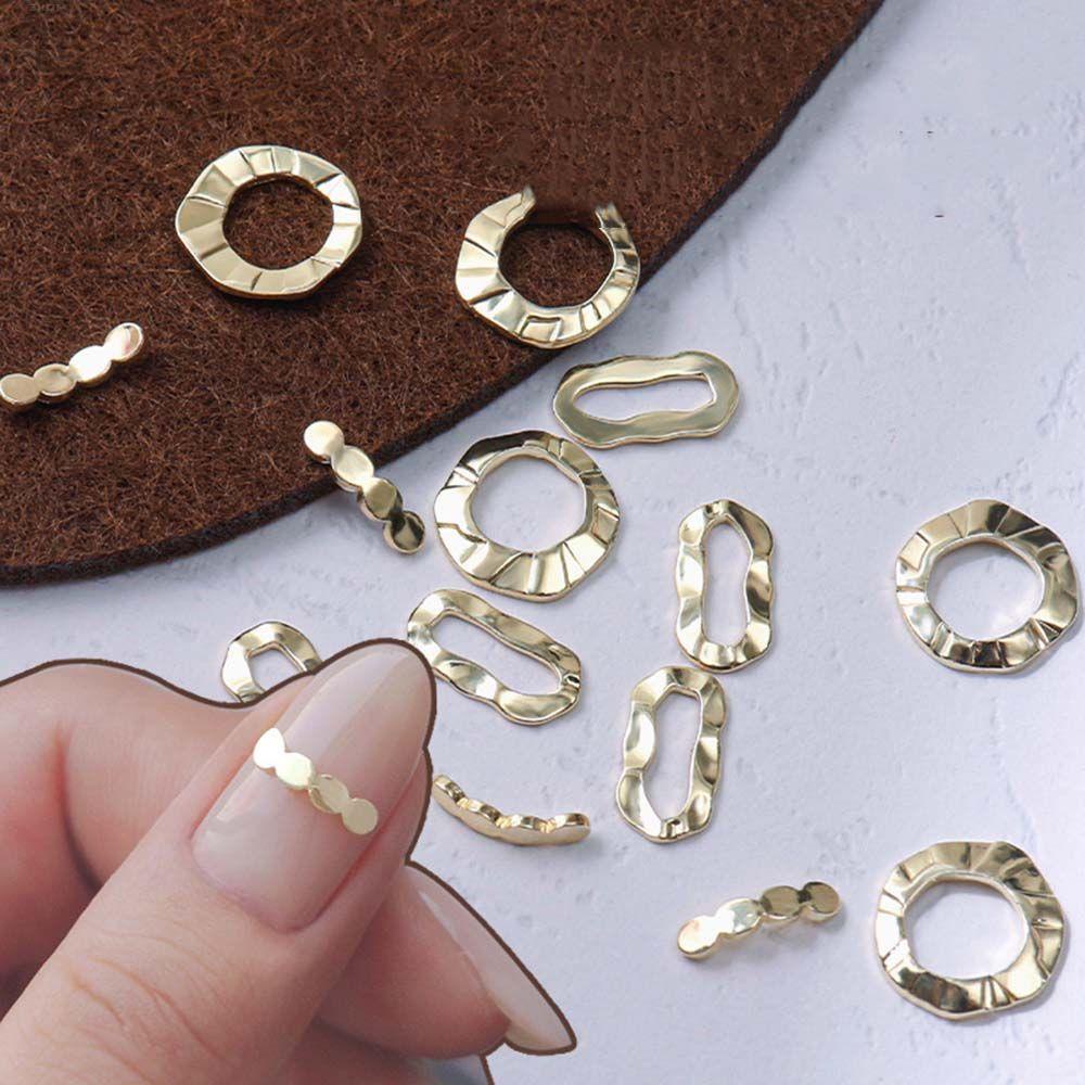AUGUSTINA Agustina Rivet Aksesoris Kuku Fashion Pesona Berongga Bingkai Logam 3D Stiker Kuku Manicure Ornamen Alloy Paku Keling DIY Dekorasi Nail Art