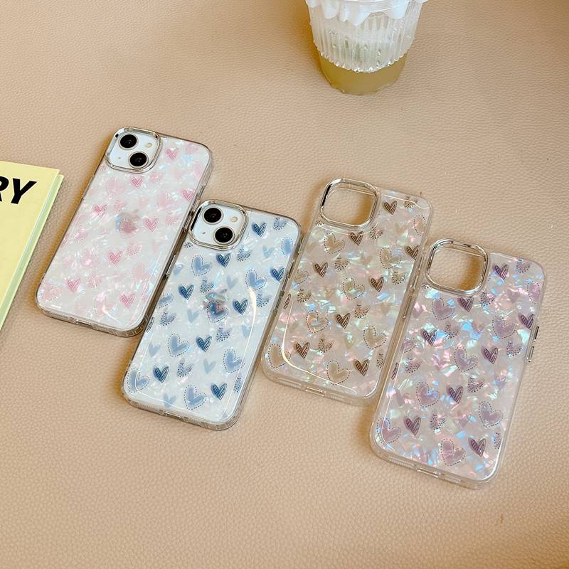 Silver Camera Shell Pattern Full Love Soft TPU Case HP iP iPhone 12 13 14 Pro Max 11 FTD Girl Woman Casing Apple