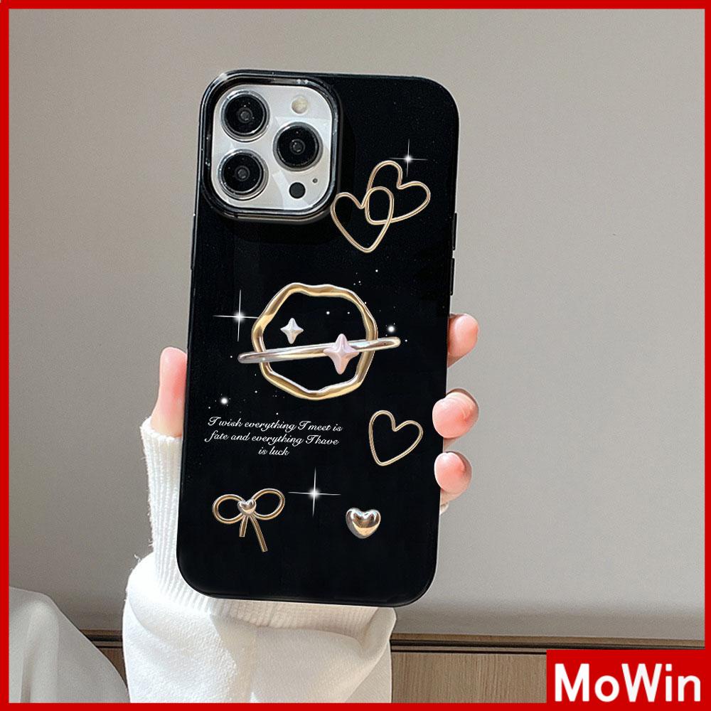 Case iPhone 14 Pro max iPhone Case Hitam Glossy TPU Soft Case Tahan Guncangan Pelindung Kamera Cute Heart Bow Kompatibel dengan iPhone 13 Pro max 12 Pro Max 11 xr xs max 7Plus 8Plus