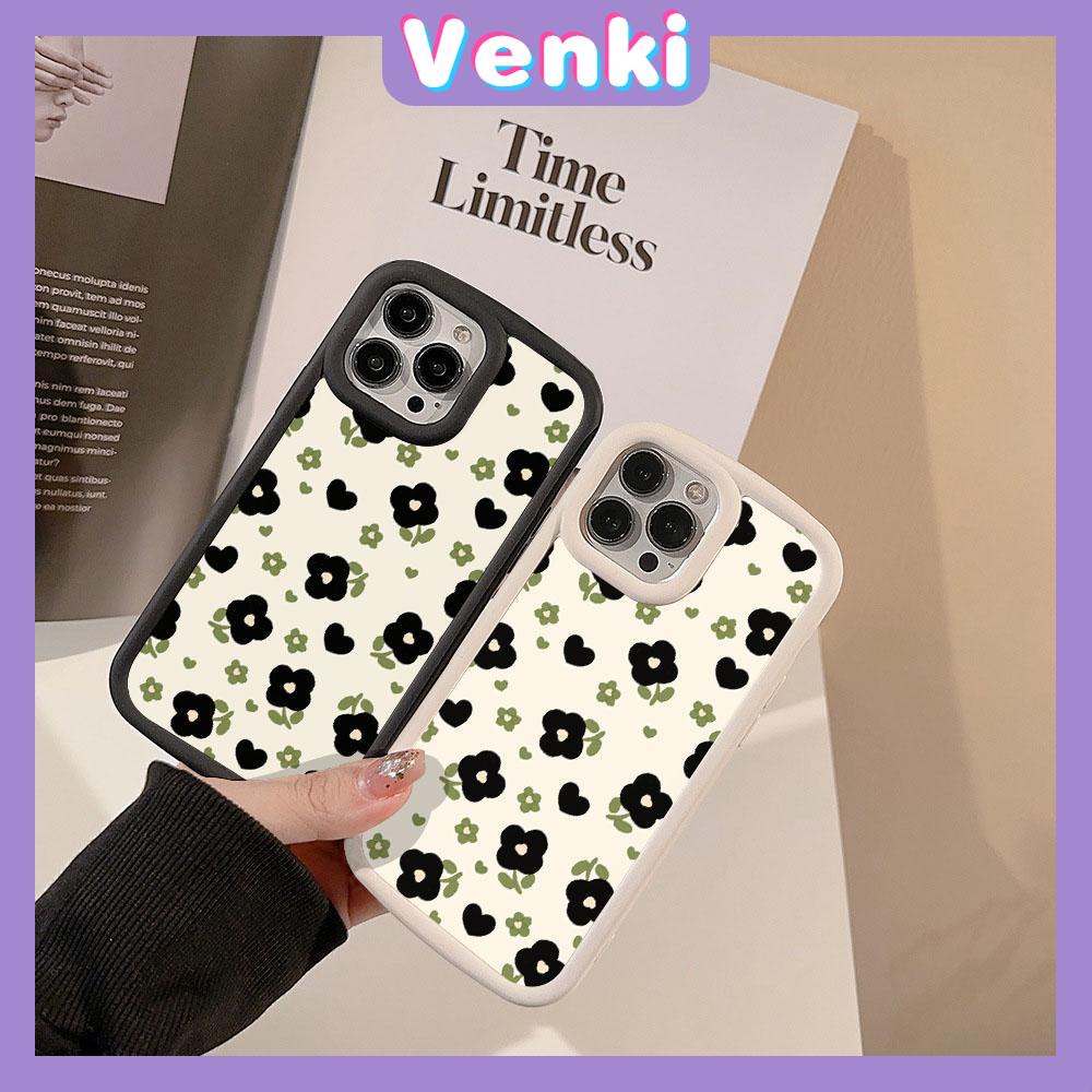 VENKI - Untuk iPhone 11 iPhone Case Matte Blister Soft Case Black Beige Shockproof Protection Camera Simple Flower Kompatibel dengan iPhone14 13 Pro max 12 Pro Max xr xs 7Plus 8Plus