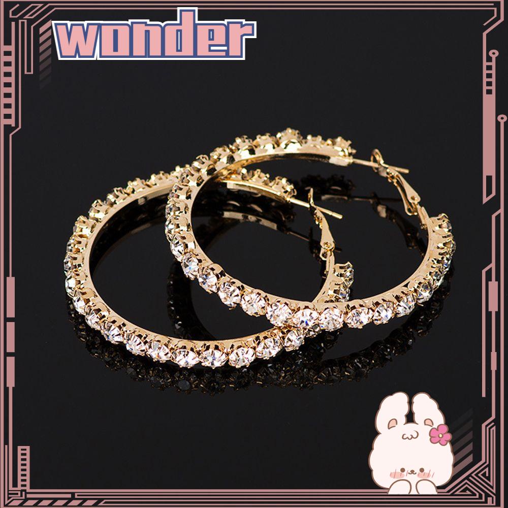 WONDER Wonder Hoop Earrings Hot Wanita Perhiasan Pernyataan Kristal Mengkilap