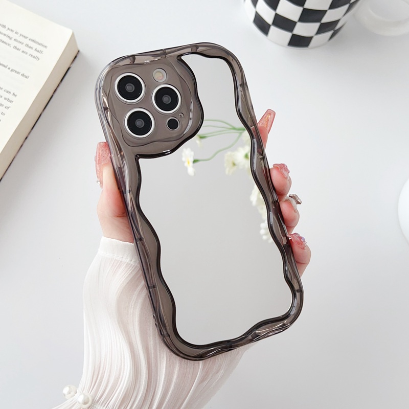 【Cream Mirror】So Pretty Clear Silicone Makeup SoftCase IPhone 7 8 Plus X Xr XS Max IPhone 11 12 13 14 Pro Max Women's Fashion Camera Protect Phone Case