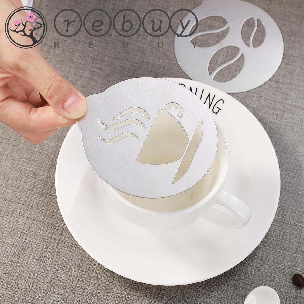 REBUY Kopi Stensil Set Gantung 5pcs Alat Cappuccino Dekorasi Seni Coffeeware