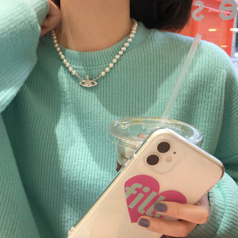 Gaya Korea Versi Korea Kalung Mutiara Wanita Desain Niche Mewah Ringan High-End Retro Berkelas All-Match Sweater Clavic