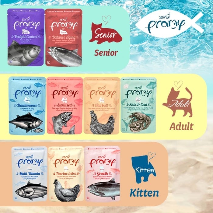 PRAMY Pouch Wet Cat Food 70GR Makanan Kucing Basah Adult Kitten Senior