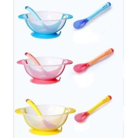 (Pimenova) mangkok bayi sendok tutup makan bayidengan sensor panas ,&amp;anti slip alat makan bayi
