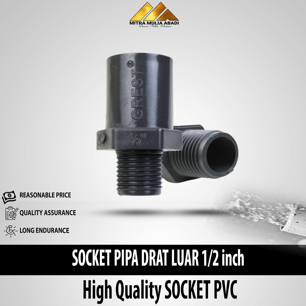 Socket Soket Sambungan Drat Luar 1/2 inc - Sambungan Pvc