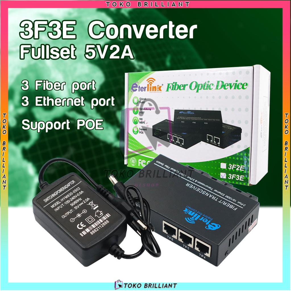 [Bisa Bayar COD] 10/100M single mode 3FO 3LAN  3F3E Reverse POE Media Converter