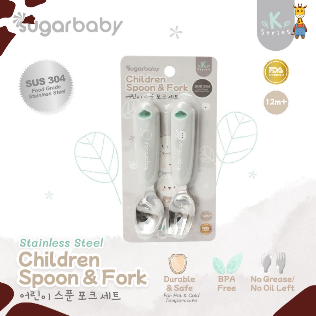 Sugar Baby Stainless Steel Children Spoon &amp; Fork / Sendok Garpu Stainless