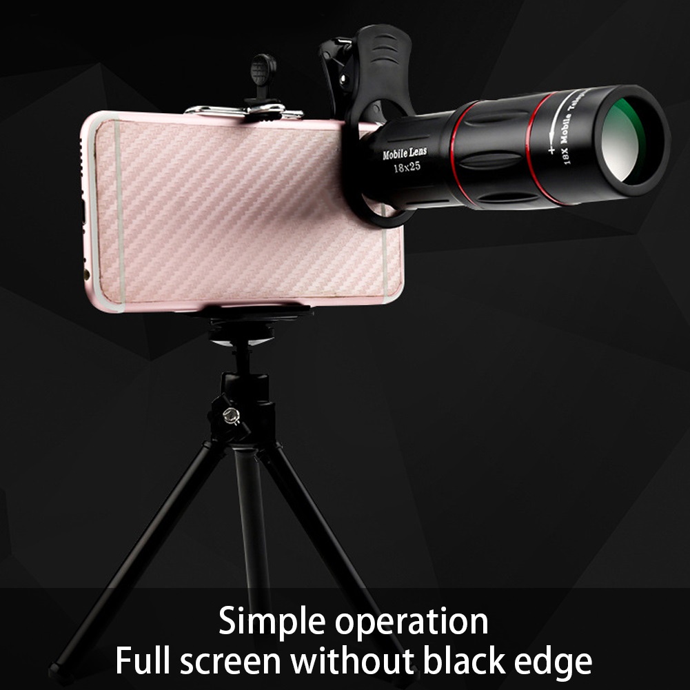 18X Ponsel Lensa Tele Zoom Optik Klip Universal Pada Konser Dengan Tripod HD