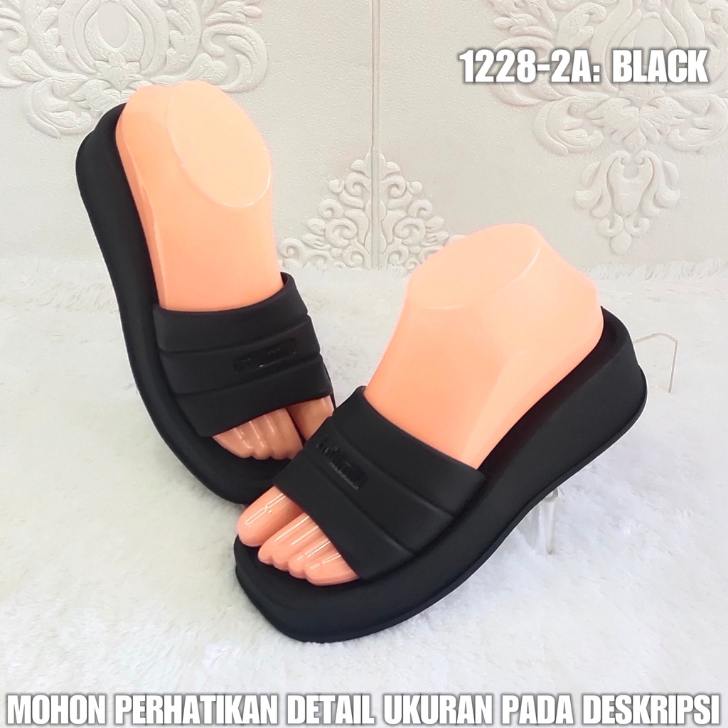 Sendal Wedges Wanita 1228 2A Sandal Jelly Korea Kekinian AntiSlip SDLWW