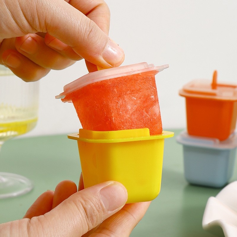 [Fitur] Juice Popsicle Freezing Cup/Cetakan Icy Cube Mudah Didemoulding/Cetakan Ice Grid Ramah Lingkungan Dengan Stick/Stackable Dessert DIY Box/Nampan Minuman Dingin Homemade