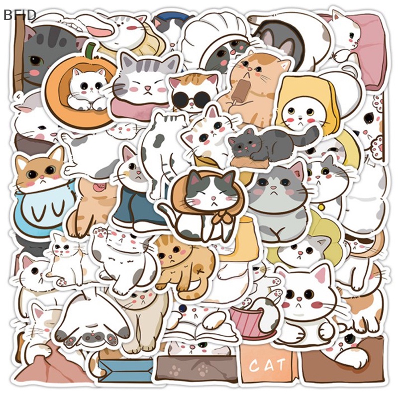 [BFID] 60pcs Kawaii Cats Lucu Kartun Stiker Mainan Untuk Untuk Anak-Anak Notebook Telepon Laptop Bagasi Gitar Sepeda DIY Decals Dekorasi [ID]