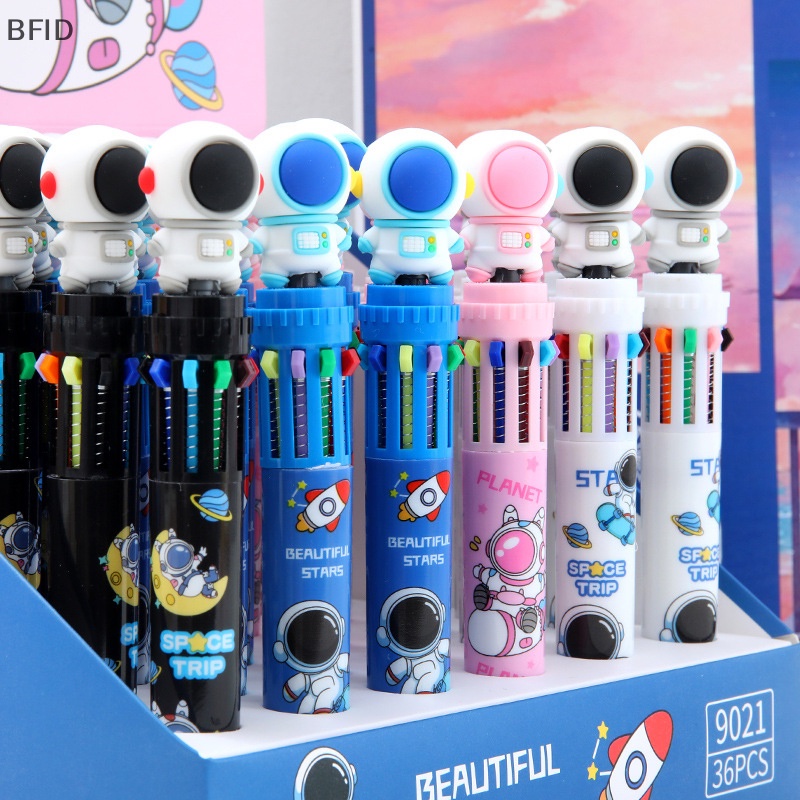 [BFID] 10warna Pulpen Astronot Ballpoint Multi Warna Kawaii Kartun Tekan-Jenis Warna Pulpen Alat Tulis Sekolah Pasokan Multi-Fungsi Hadiah Alat Tulis [ID]